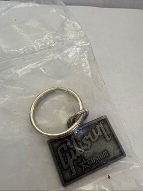 Gibson Guitar Gunmetal Rectangular Metal Keychain